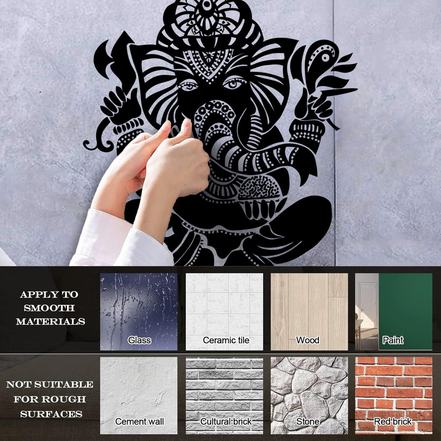 Wall Vinyl Sticker Decor Ganesha Indian Symbol Hinduism Deity God It Won'T Fall Off