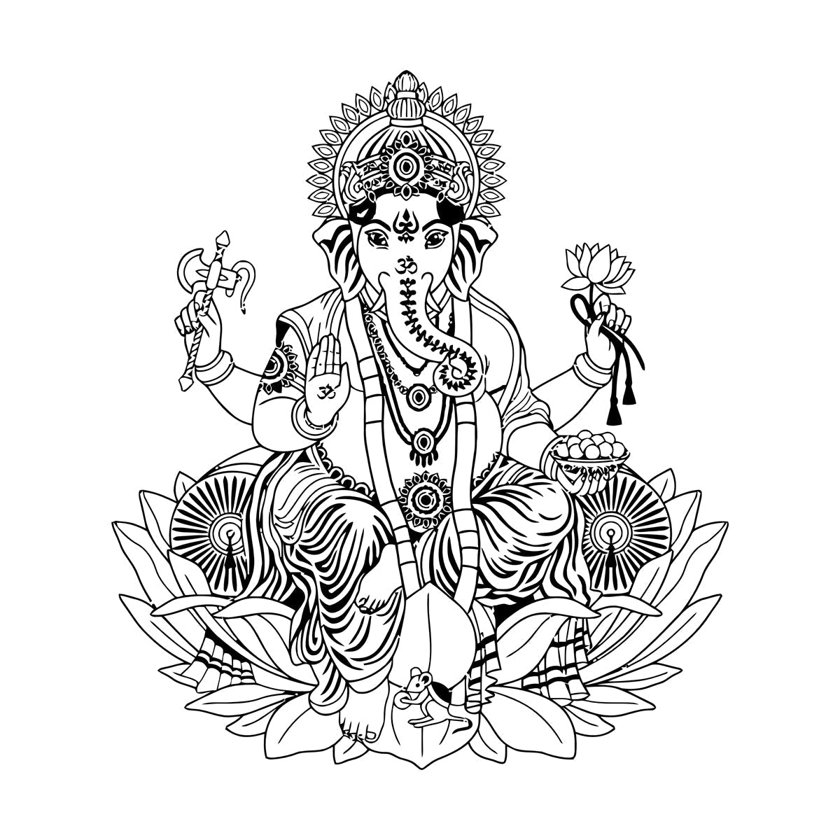 Fine Carving Stickers Ganesha Lotus Hinduism God Hindu India Personalized Customization