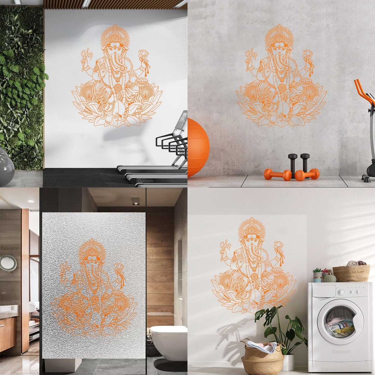Fine Carving Stickers Ganesha Lotus Hinduism God Hindu India Personalized Customization
