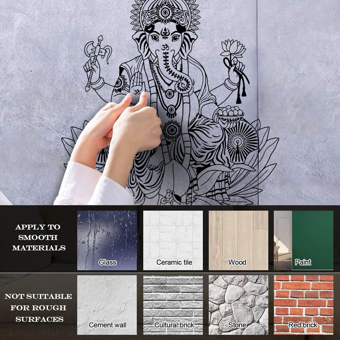 Fine Carving Stickers Ganesha Lotus Hinduism God Hindu India Personalized Customization