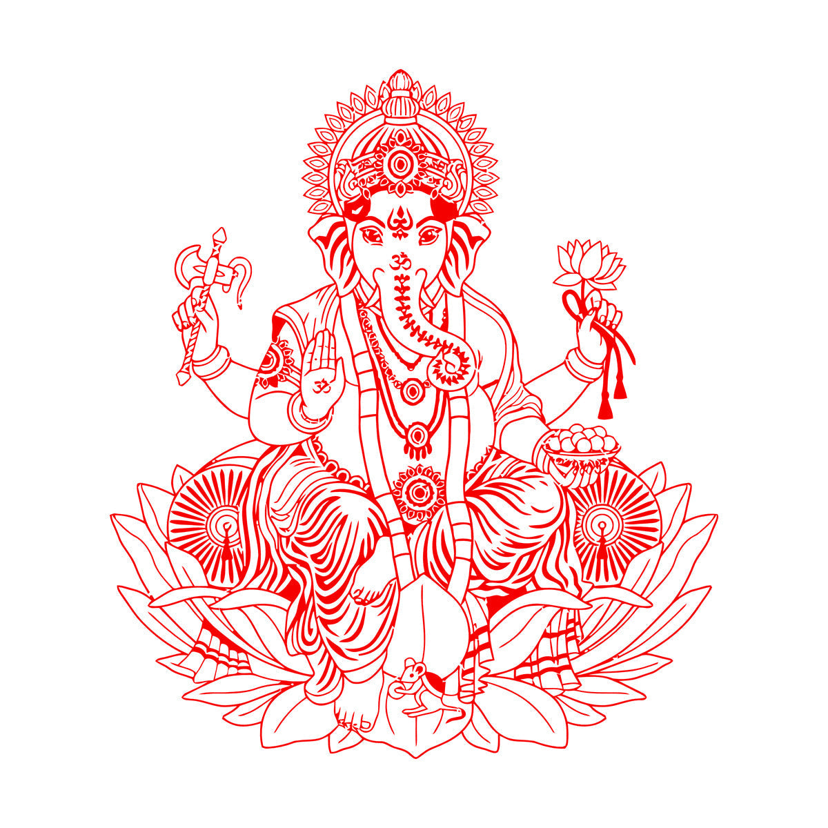 Fine Carving Stickers Ganesha Lotus Hinduism God Hindu India Personalized Customization