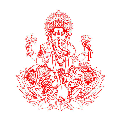Fine Carving Stickers Ganesha Lotus Hinduism God Hindu India Personalized Customization