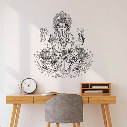 Fine Carving Stickers Ganesha Lotus Hinduism God Hindu India Personalized Customization