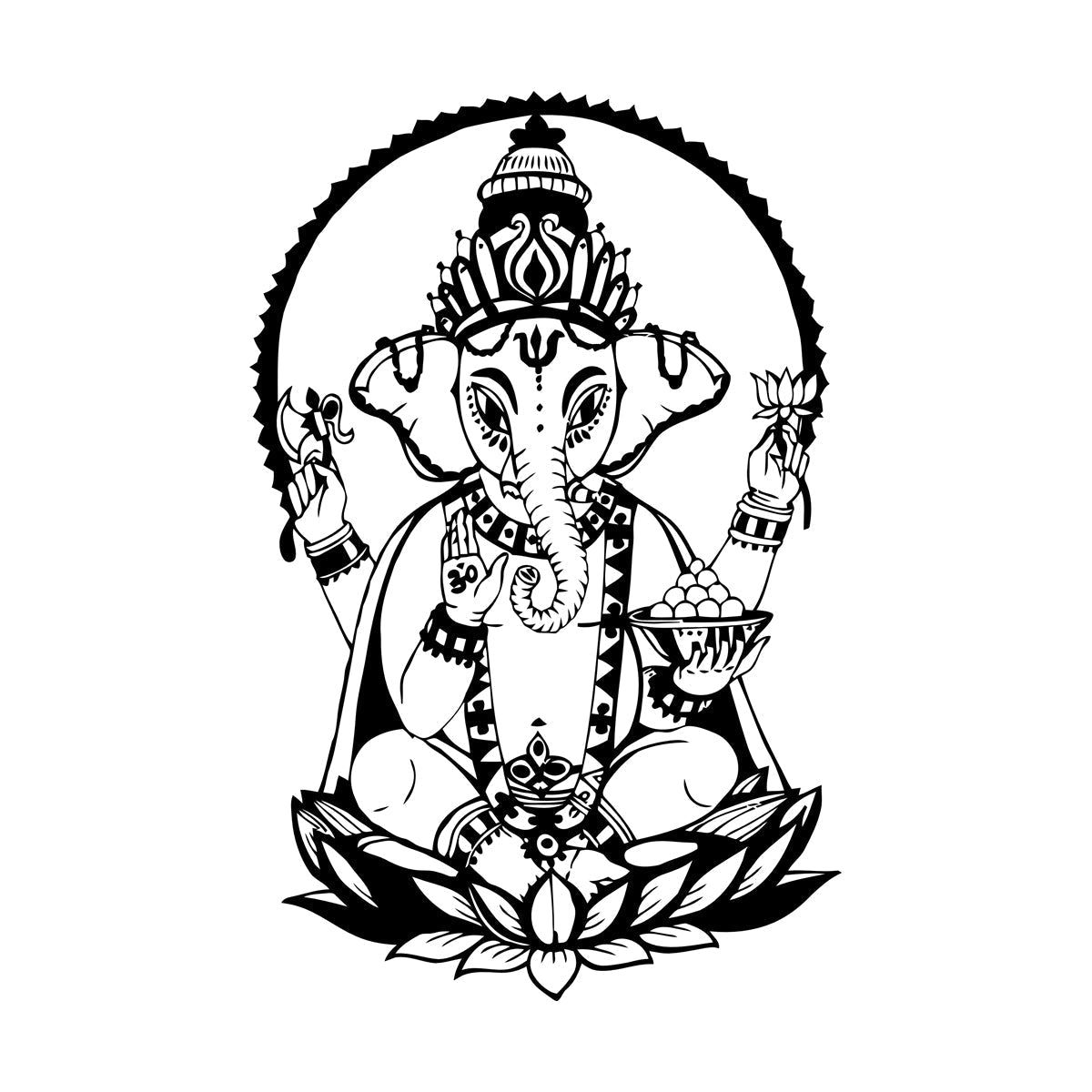 Ganesha Lotus India Elephant Hinduism Wall Stickers Can Modify And Add Information