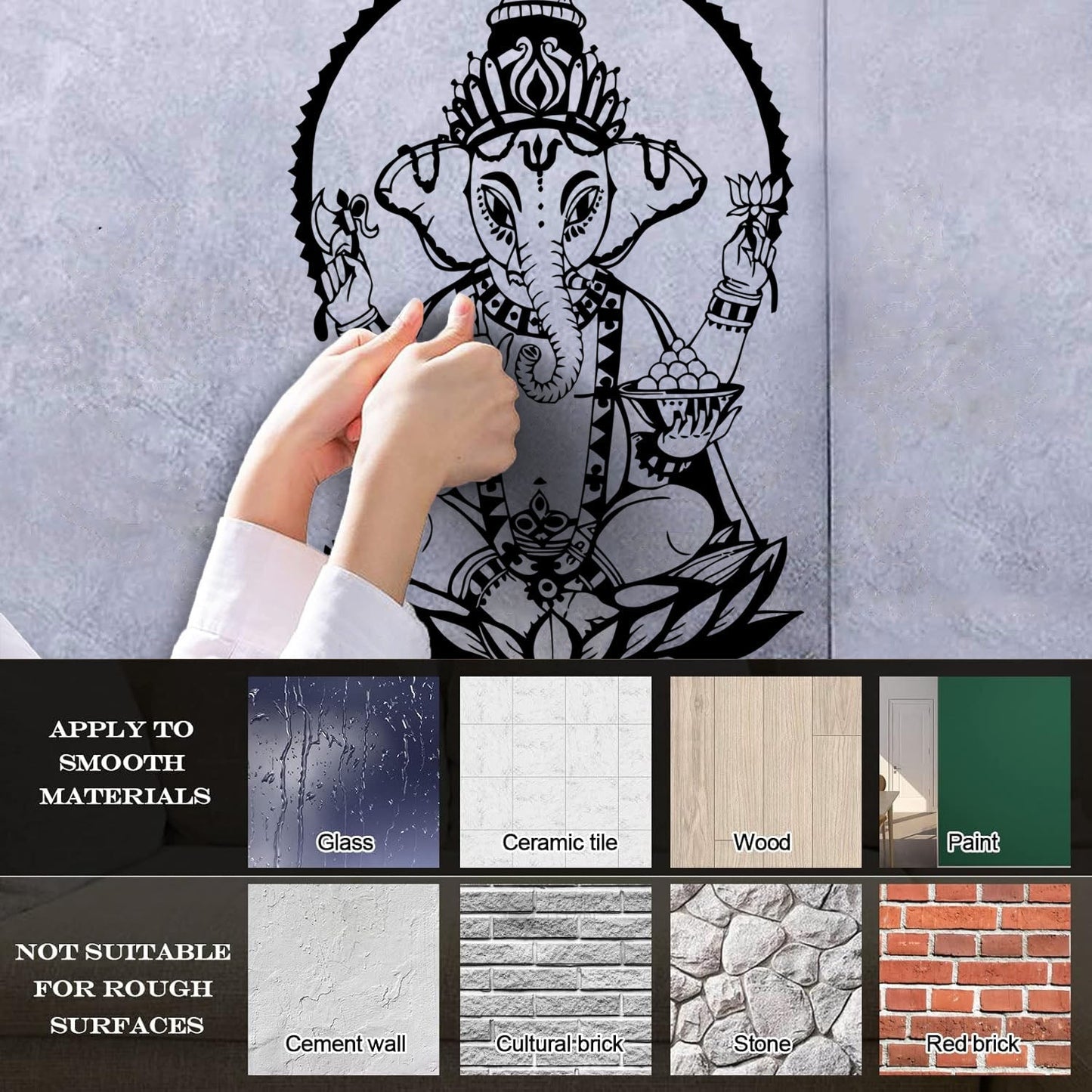 Ganesha Lotus India Elephant Hinduism Wall Stickers Can Modify And Add Information