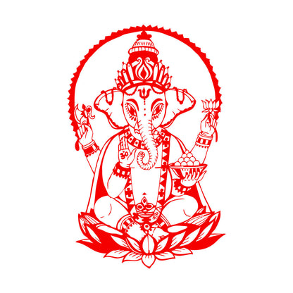 Ganesha Lotus India Elephant Hinduism Wall Stickers Can Modify And Add Information