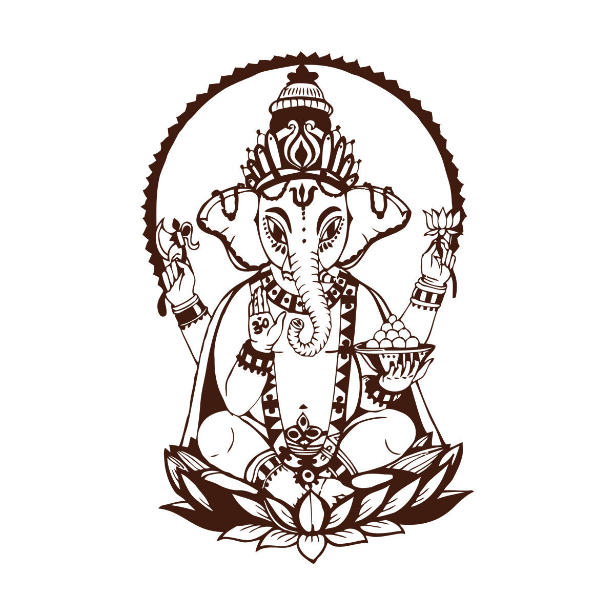 Ganesha Lotus India Elephant Hinduism Wall Stickers Can Modify And Add Information