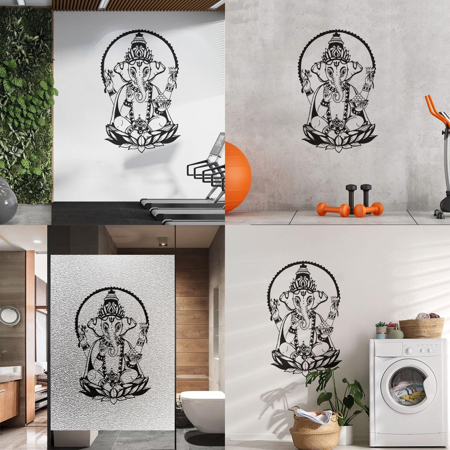 Ganesha Lotus India Elephant Hinduism Wall Stickers Can Modify And Add Information