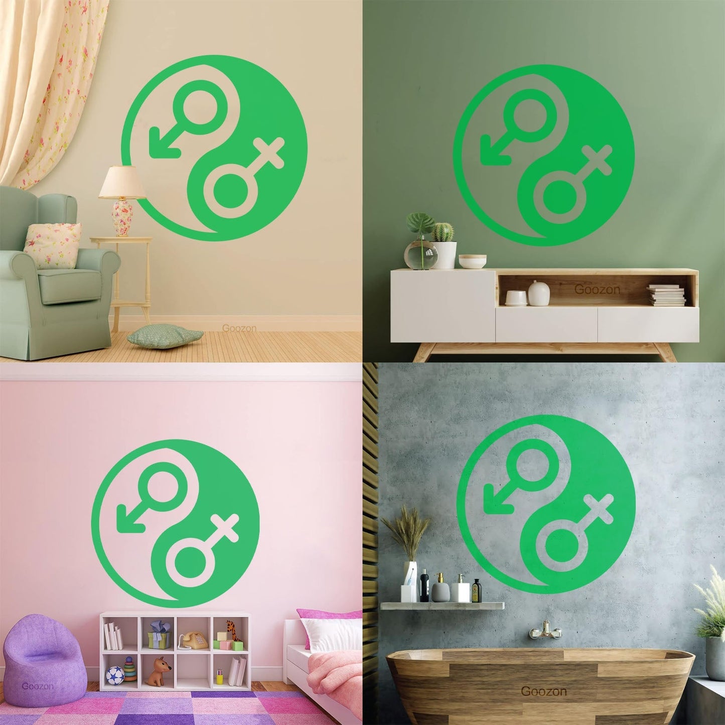 Vinyl Art Sticker Gender Symbol Yin Yang Symbol Wall Beautification