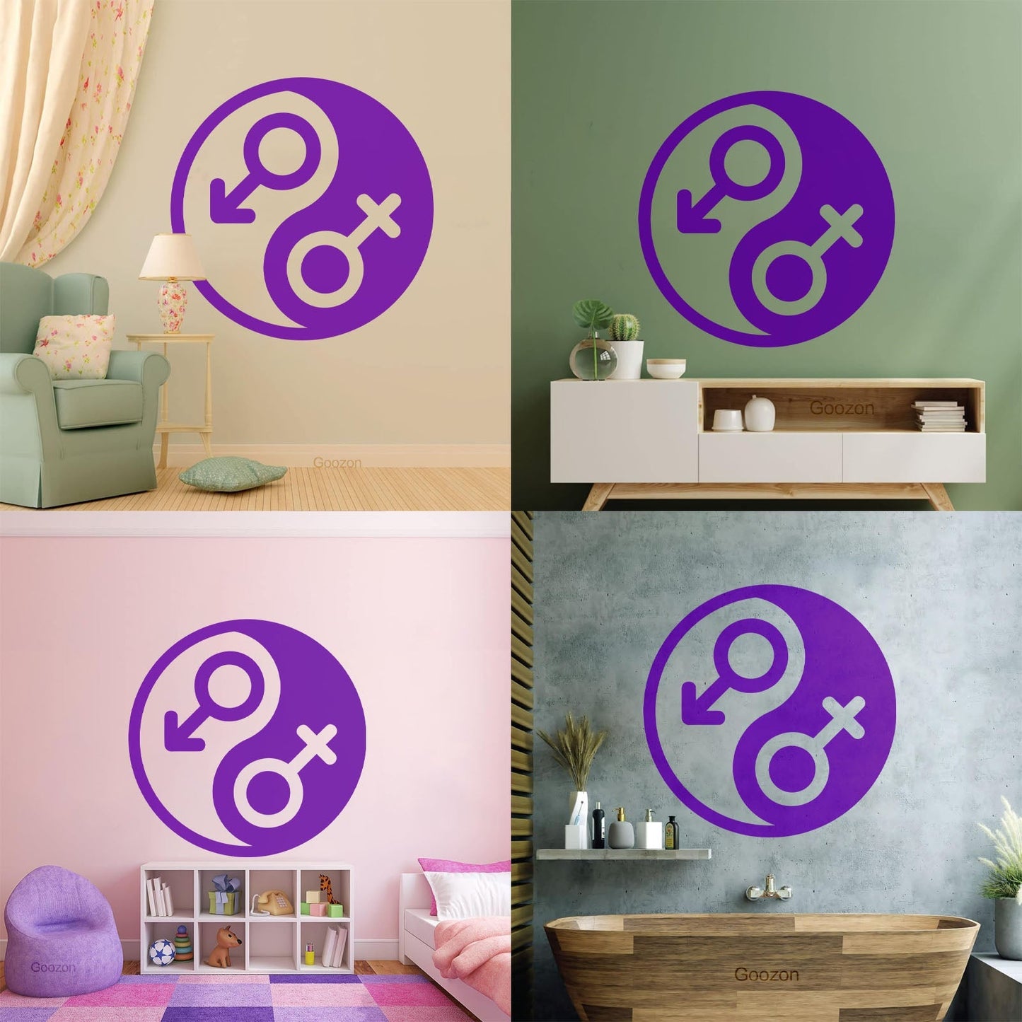 Vinyl Art Sticker Gender Symbol Yin Yang Symbol Wall Beautification