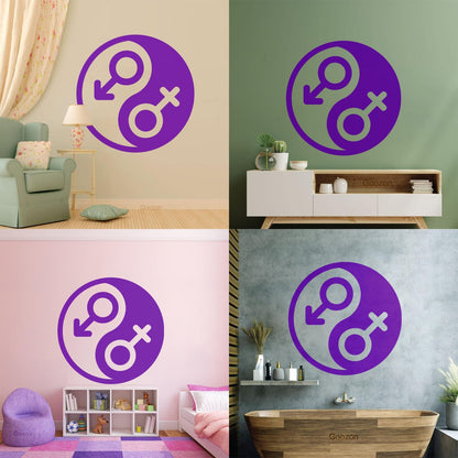 Vinyl Art Sticker Gender Symbol Yin Yang Symbol Wall Beautification
