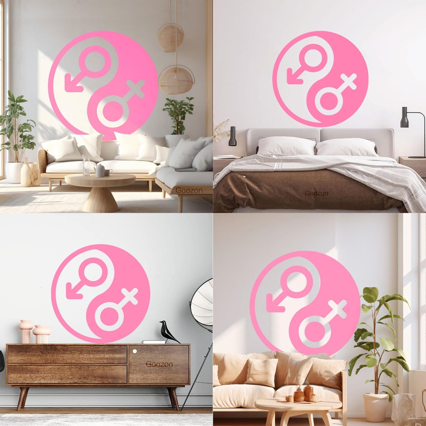 Vinyl Art Sticker Gender Symbol Yin Yang Symbol Wall Beautification