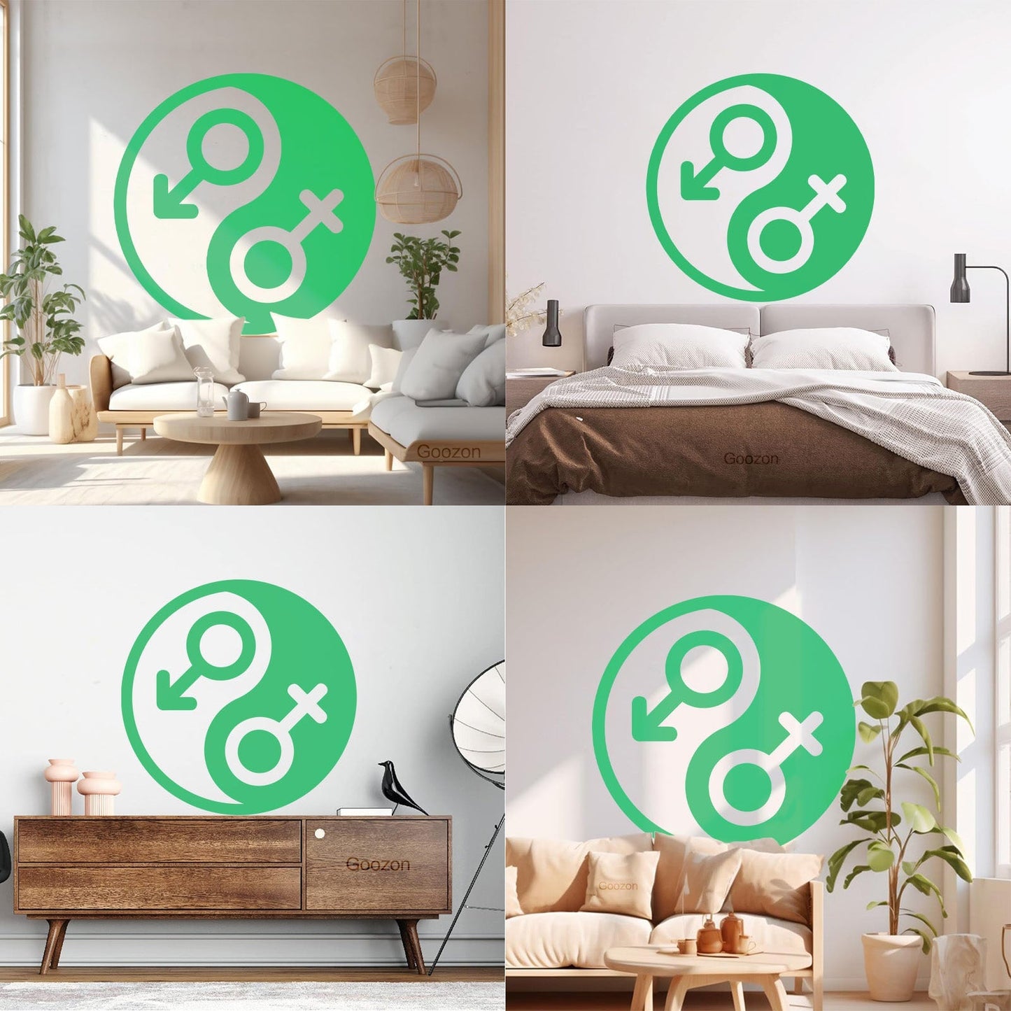Vinyl Art Sticker Gender Symbol Yin Yang Symbol Wall Beautification