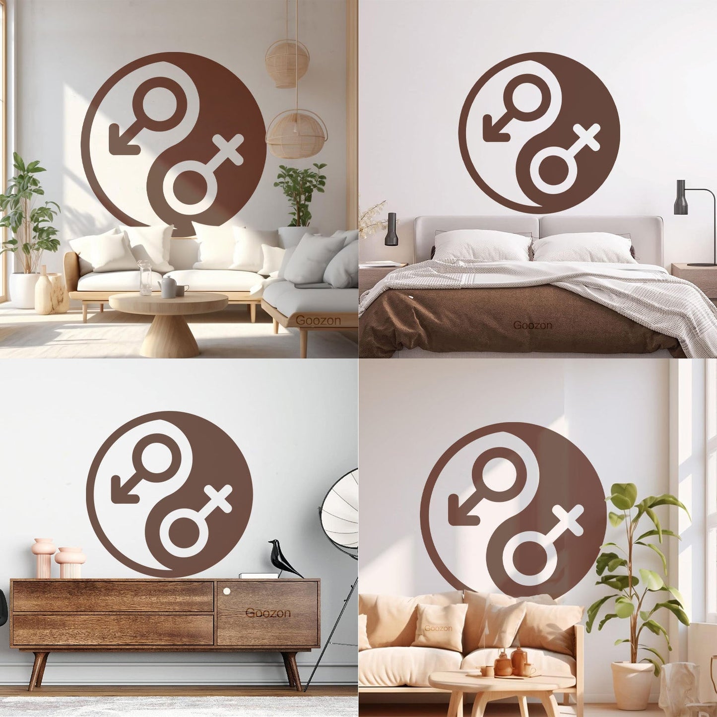 Vinyl Art Sticker Gender Symbol Yin Yang Symbol Wall Beautification