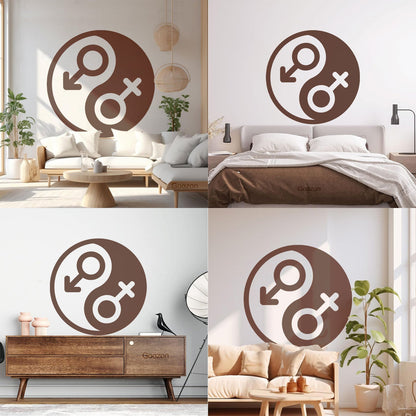 Vinyl Art Sticker Gender Symbol Yin Yang Symbol Wall Beautification