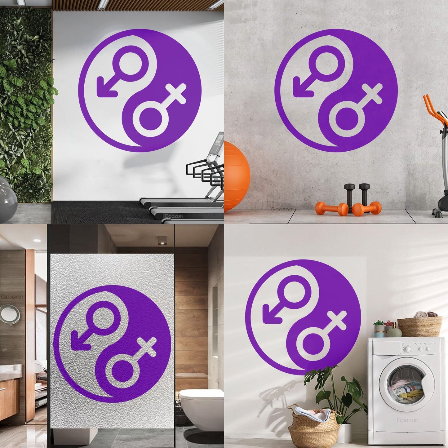 Vinyl Art Sticker Gender Symbol Yin Yang Symbol Wall Beautification