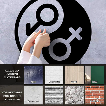 Vinyl Art Sticker Gender Symbol Yin Yang Symbol Wall Beautification