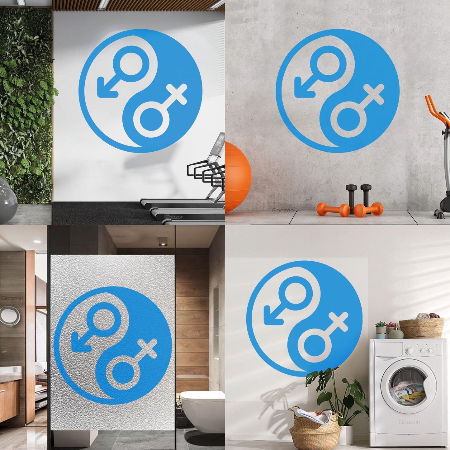 Vinyl Art Sticker Gender Symbol Yin Yang Symbol Wall Beautification