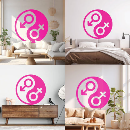 Vinyl Art Sticker Gender Symbol Yin Yang Symbol Wall Beautification