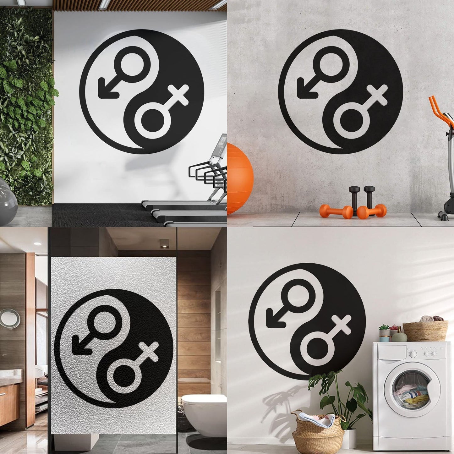 Vinyl Art Sticker Gender Symbol Yin Yang Symbol Wall Beautification