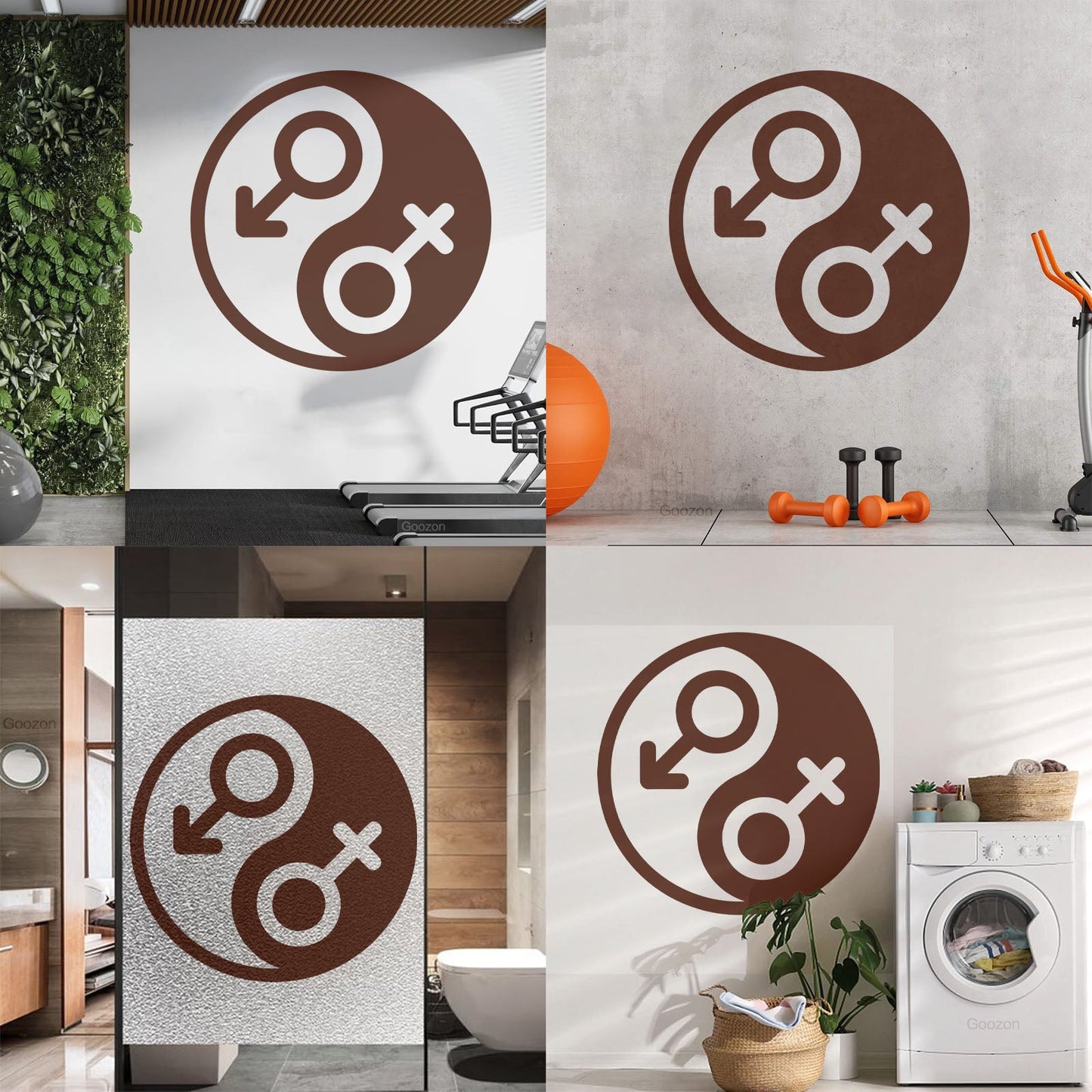 Vinyl Art Sticker Gender Symbol Yin Yang Symbol Wall Beautification