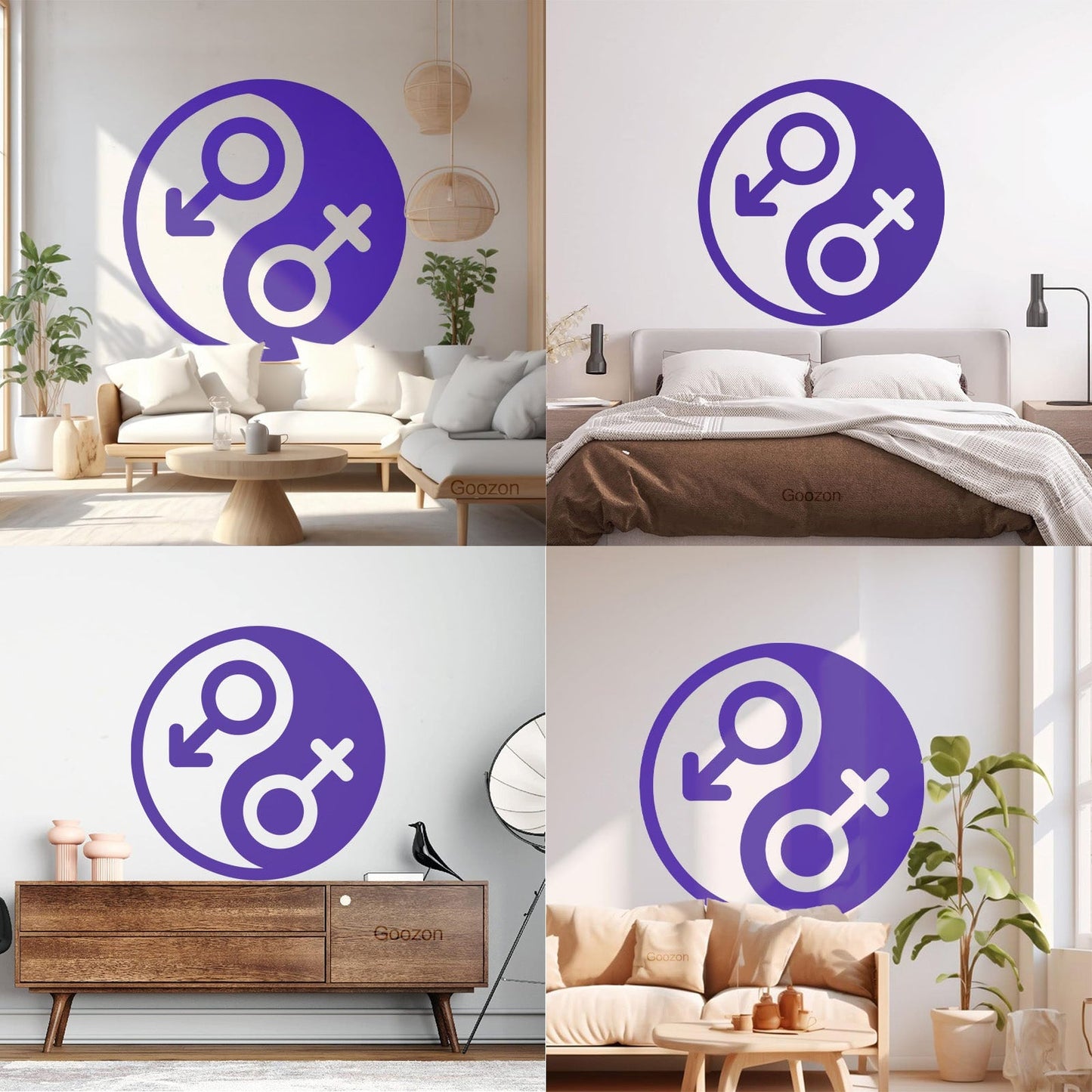 Vinyl Art Sticker Gender Symbol Yin Yang Symbol Wall Beautification