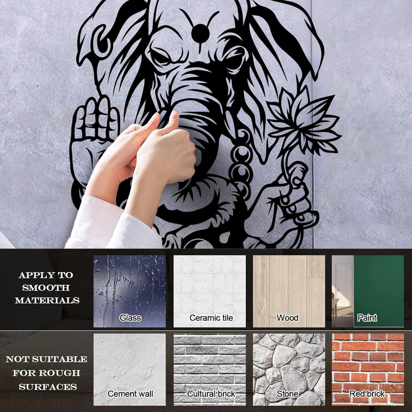 Wall Decals Pvc God Ganesha Hindu Elephant Indian Deity Religion Glass Stickers