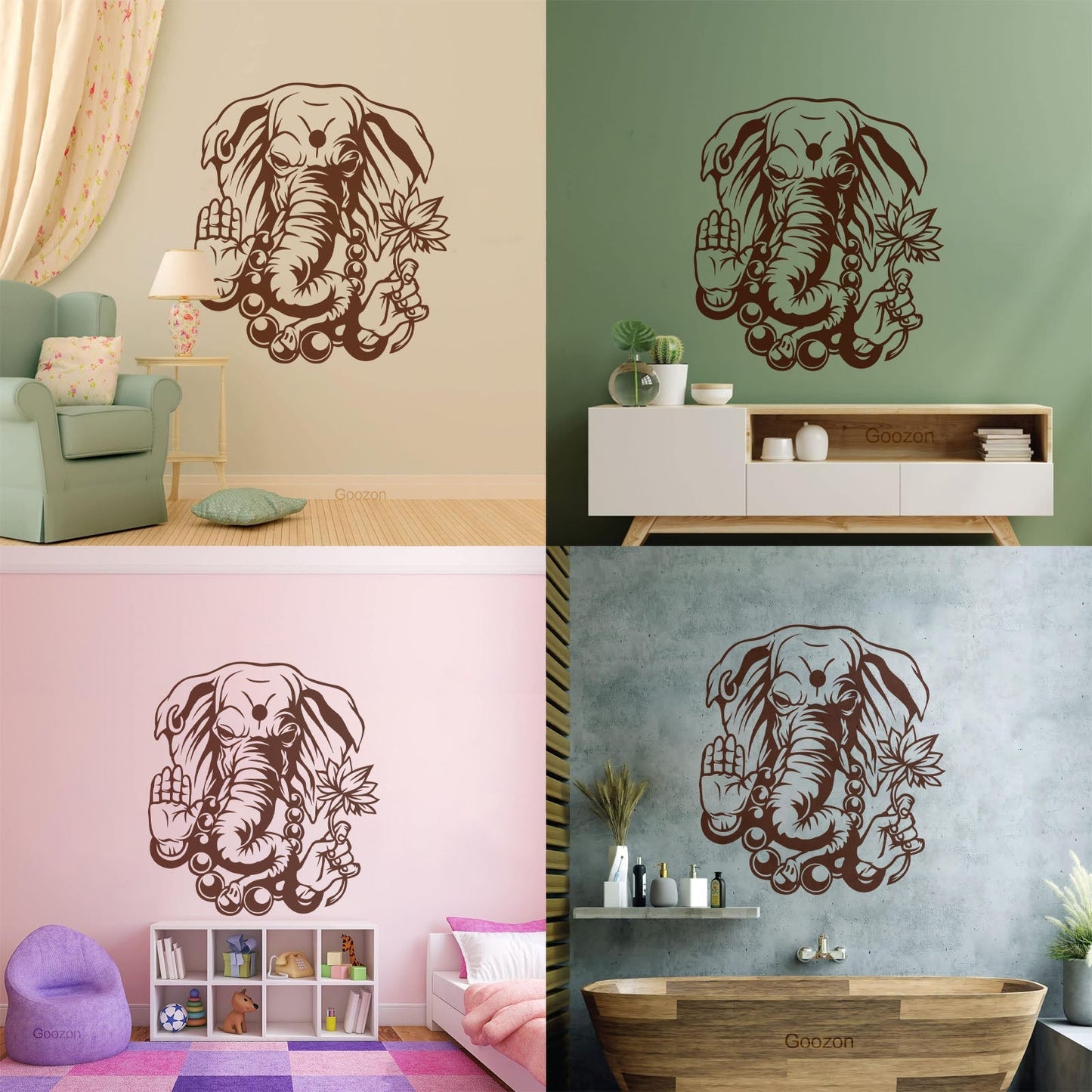 Wall Decals Pvc God Ganesha Hindu Elephant Indian Deity Religion Glass Stickers