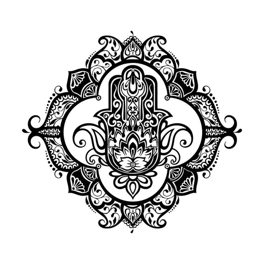 Hamsa Lotus Ornament Wall Decals Pvc Wall Beautification
