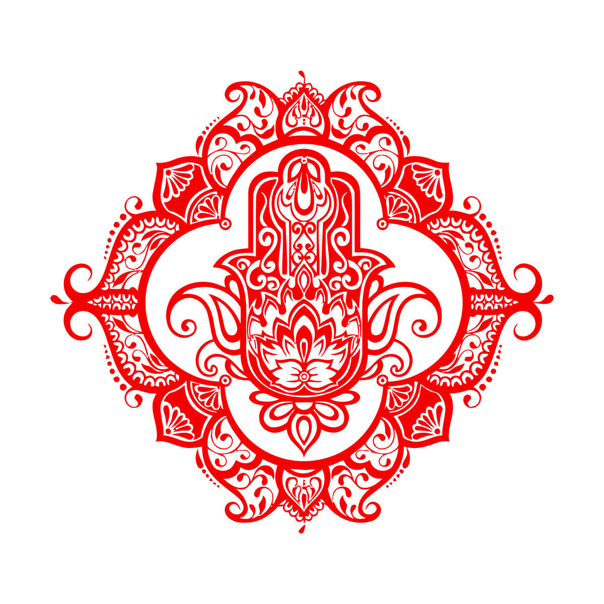 Hamsa Lotus Ornament Wall Decals Pvc Wall Beautification