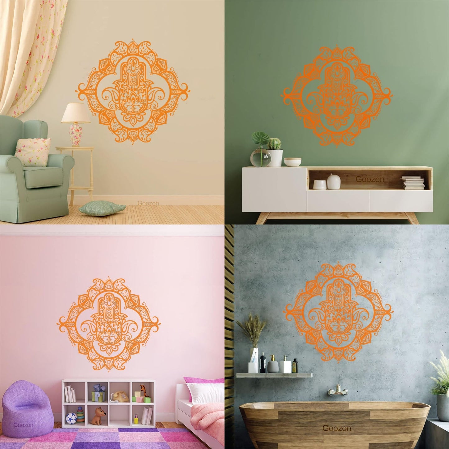 Hamsa Lotus Ornament Wall Decals Pvc Wall Beautification