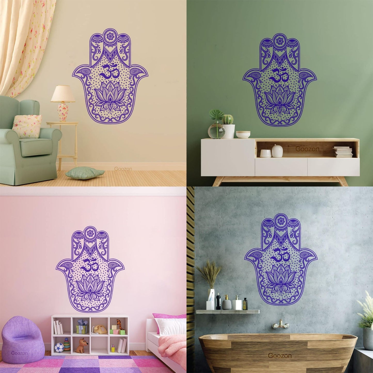Vinyl Wall Stickers Hand Talisman Hamsa Buddhism Yoga Room Glass Stickers