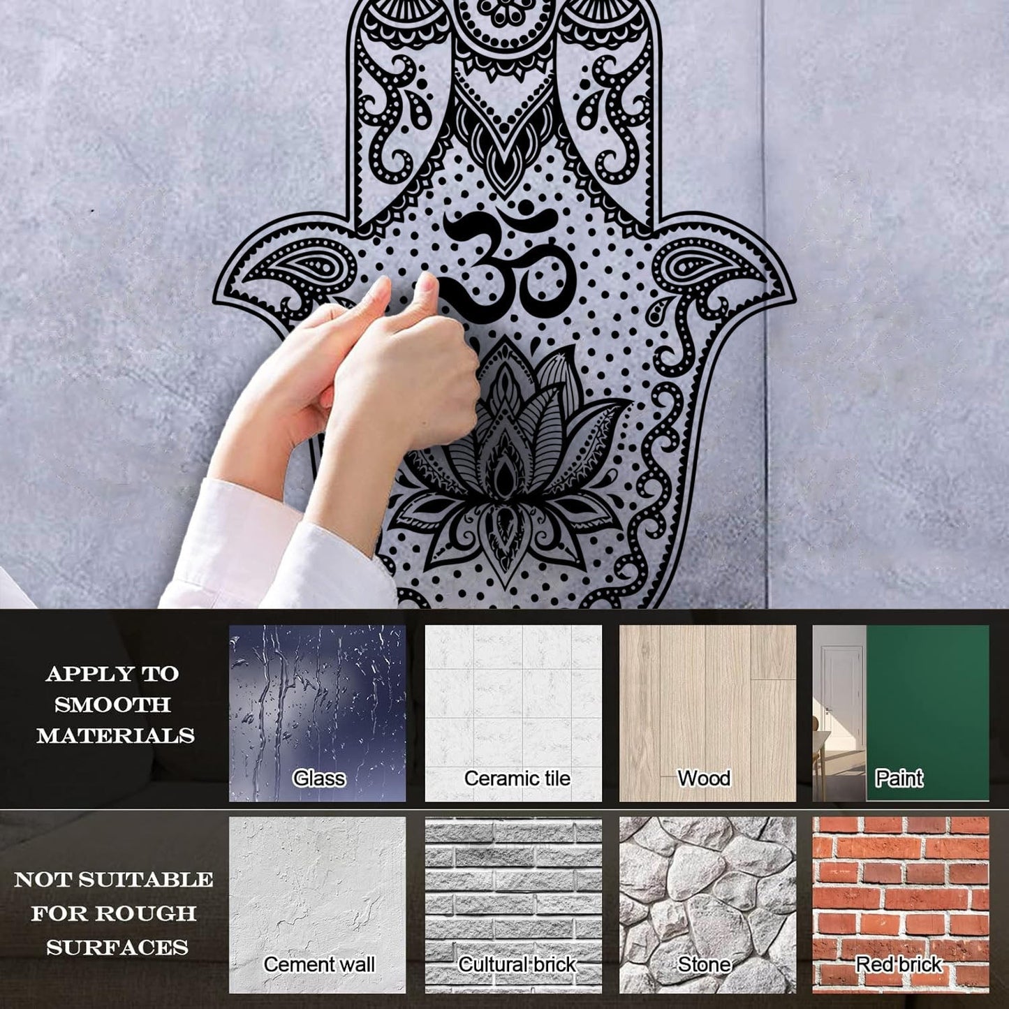 Vinyl Wall Stickers Hand Talisman Hamsa Buddhism Yoga Room Glass Stickers