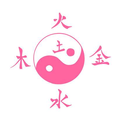 Fine Carving Stickers Asian Hieroglyph Earth Water Fire Wood Metal Yin Yang Equipped With Transfer Film Kit