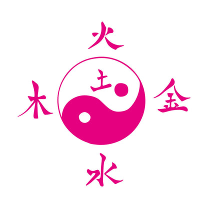 Fine Carving Stickers Asian Hieroglyph Earth Water Fire Wood Metal Yin Yang Equipped With Transfer Film Kit