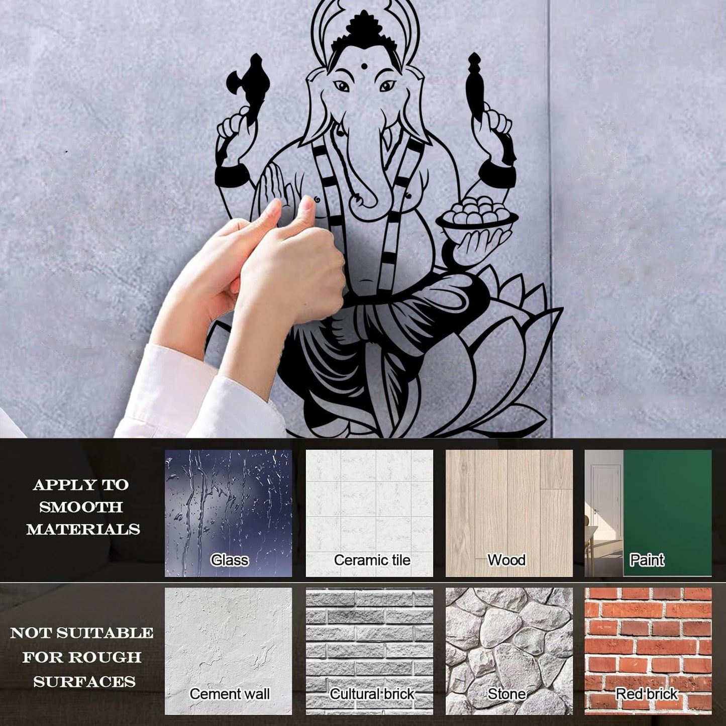 Wall Decals Paster Paper India Hinduism Elephant God Ganesha Art Decoration