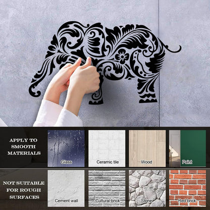 Vinyl Wall Stickers Indian Elephant Animal Hindu Buddhism Wall Beautification