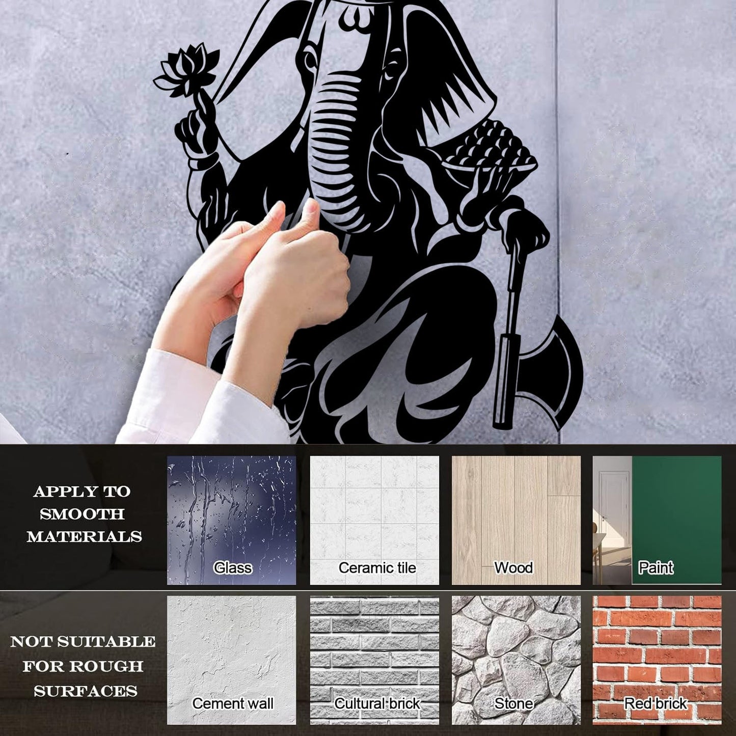 Mural And Wall Vinyl Decal Indian God Ganesha Elephant Hinduism Store Decoration