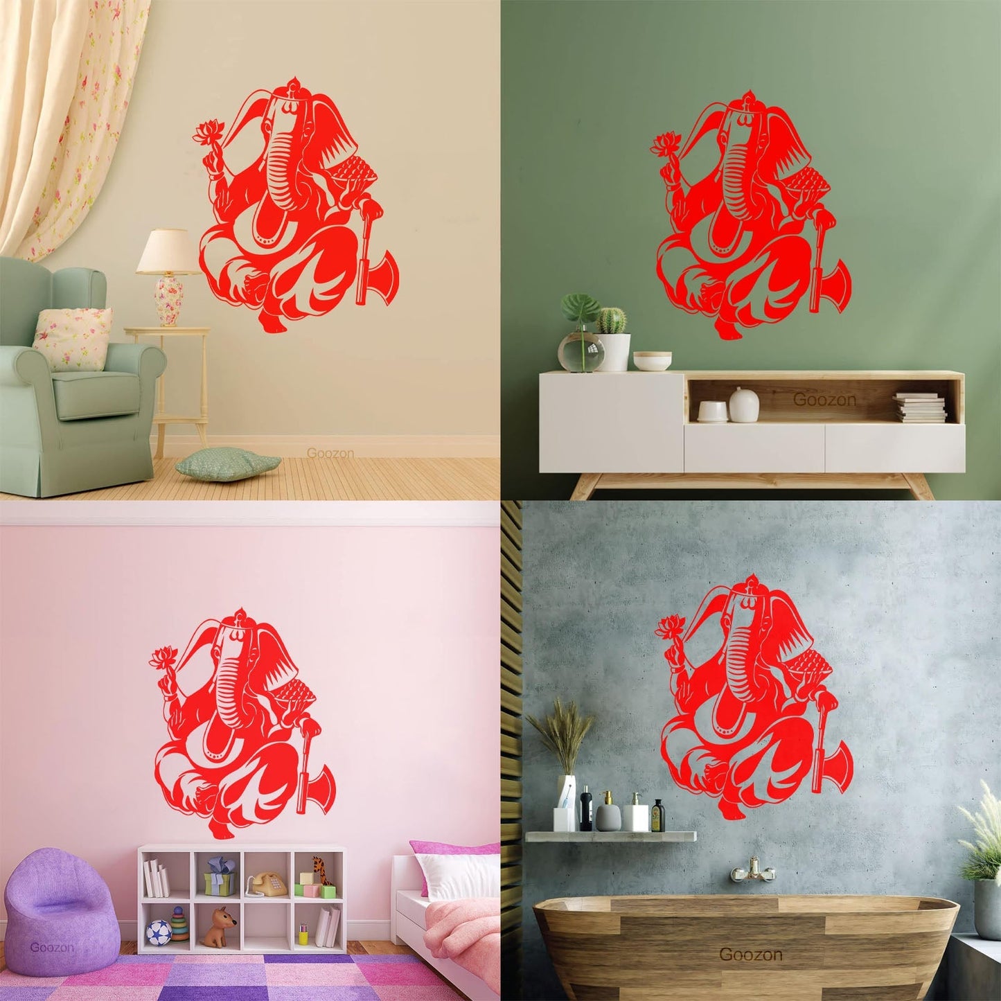 Mural And Wall Vinyl Decal Indian God Ganesha Elephant Hinduism Store Decoration