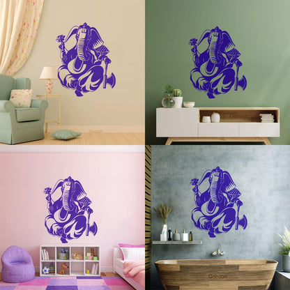Mural And Wall Vinyl Decal Indian God Ganesha Elephant Hinduism Store Decoration