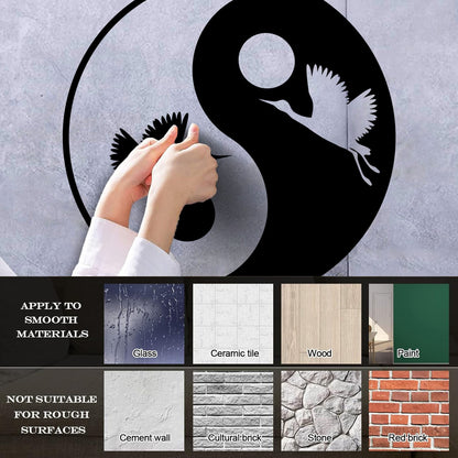 Wall Decals Pvc Japanese Asiatic Bird Stork Yin Yang Symbol Multiple Size Options