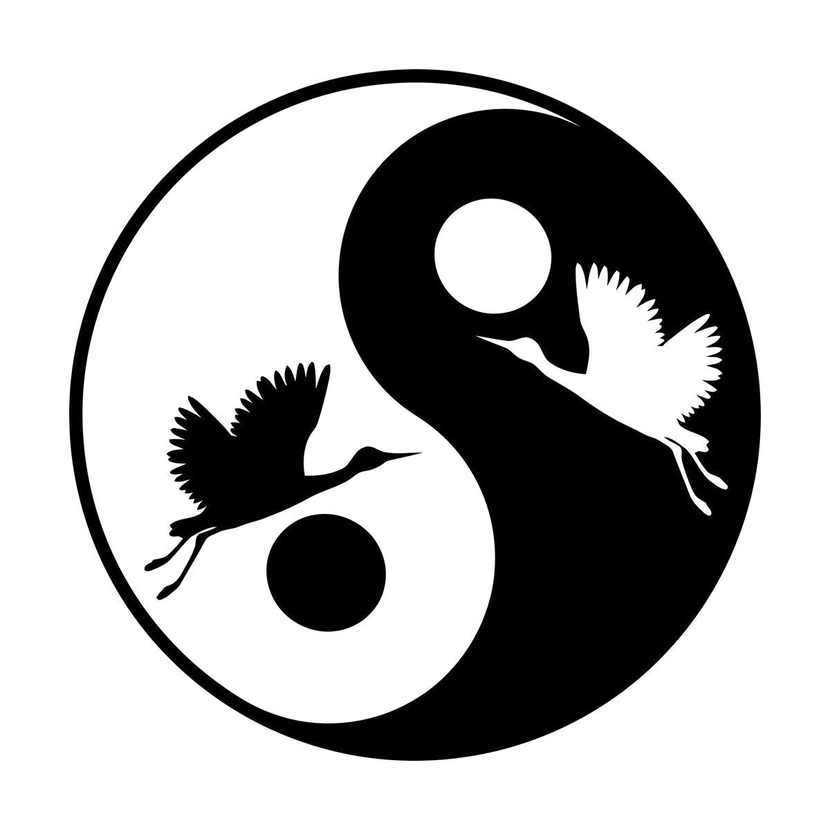 Wall Decals Pvc Japanese Asiatic Bird Stork Yin Yang Symbol Multiple Size Options