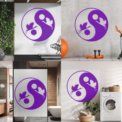 Wall Decals Pvc Japanese Asiatic Bird Stork Yin Yang Symbol Multiple Size Options
