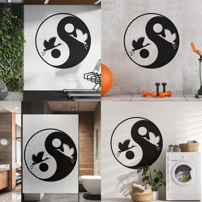 Wall Decals Pvc Japanese Asiatic Bird Stork Yin Yang Symbol Multiple Size Options