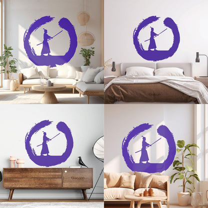 Japanese Samurai Warrior Circle Enso Zen Asian Wall Decals Paster Paper It Won'T Fall Off
