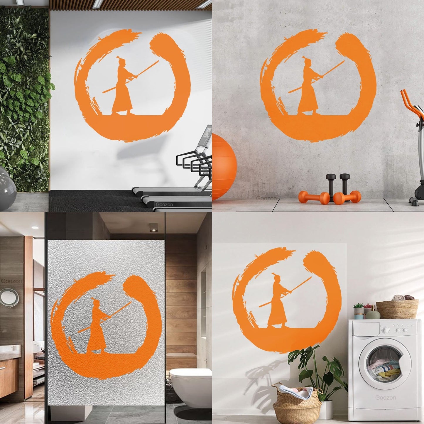 Japanese Samurai Warrior Circle Enso Zen Asian Wall Decals Paster Paper It Won'T Fall Off