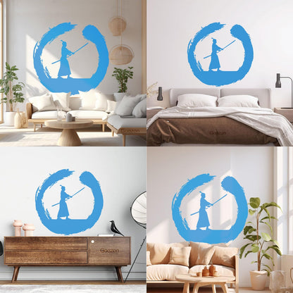 Japanese Samurai Warrior Circle Enso Zen Asian Wall Decals Paster Paper It Won'T Fall Off