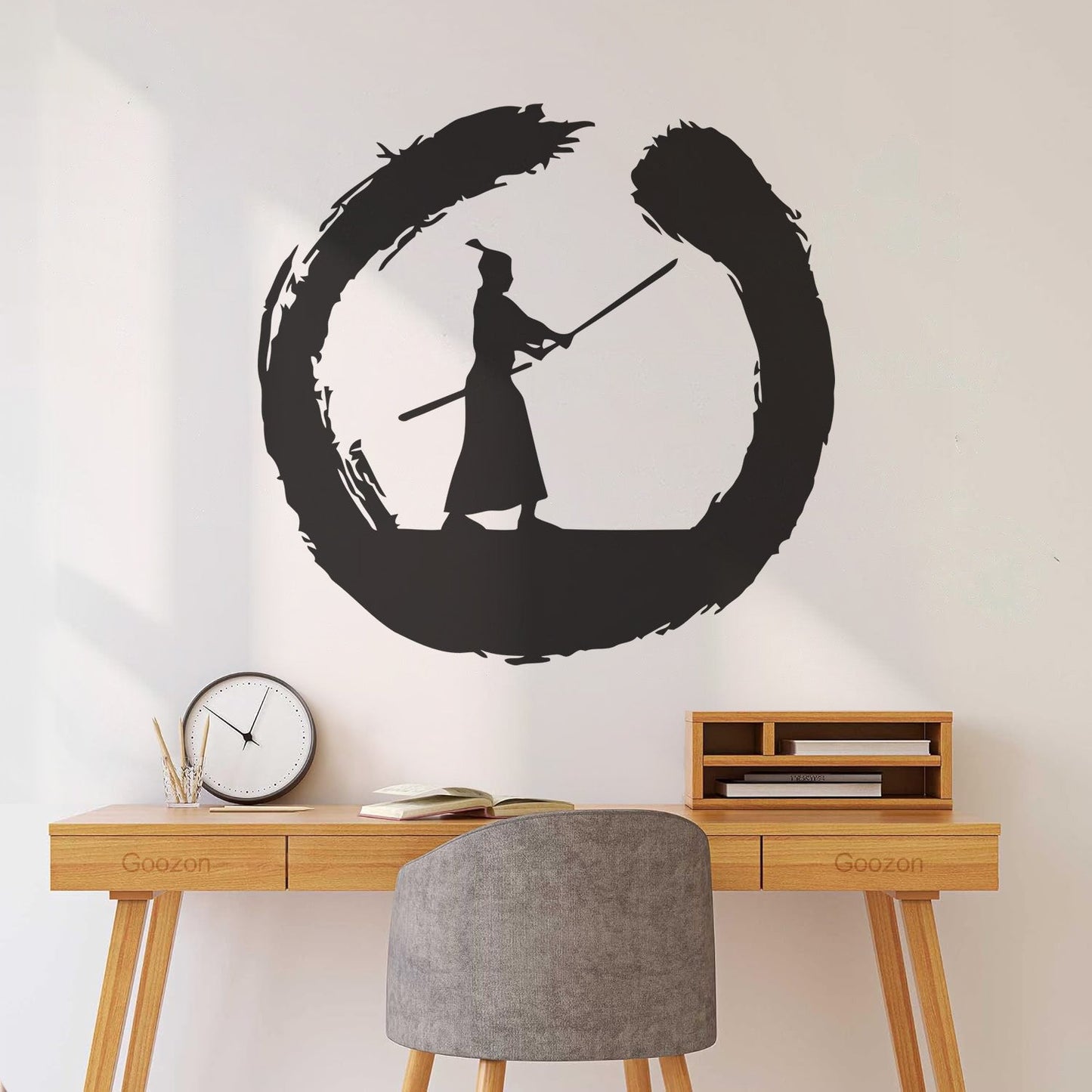 Japanese Samurai Warrior Circle Enso Zen Asian Wall Decals Paster Paper It Won'T Fall Off