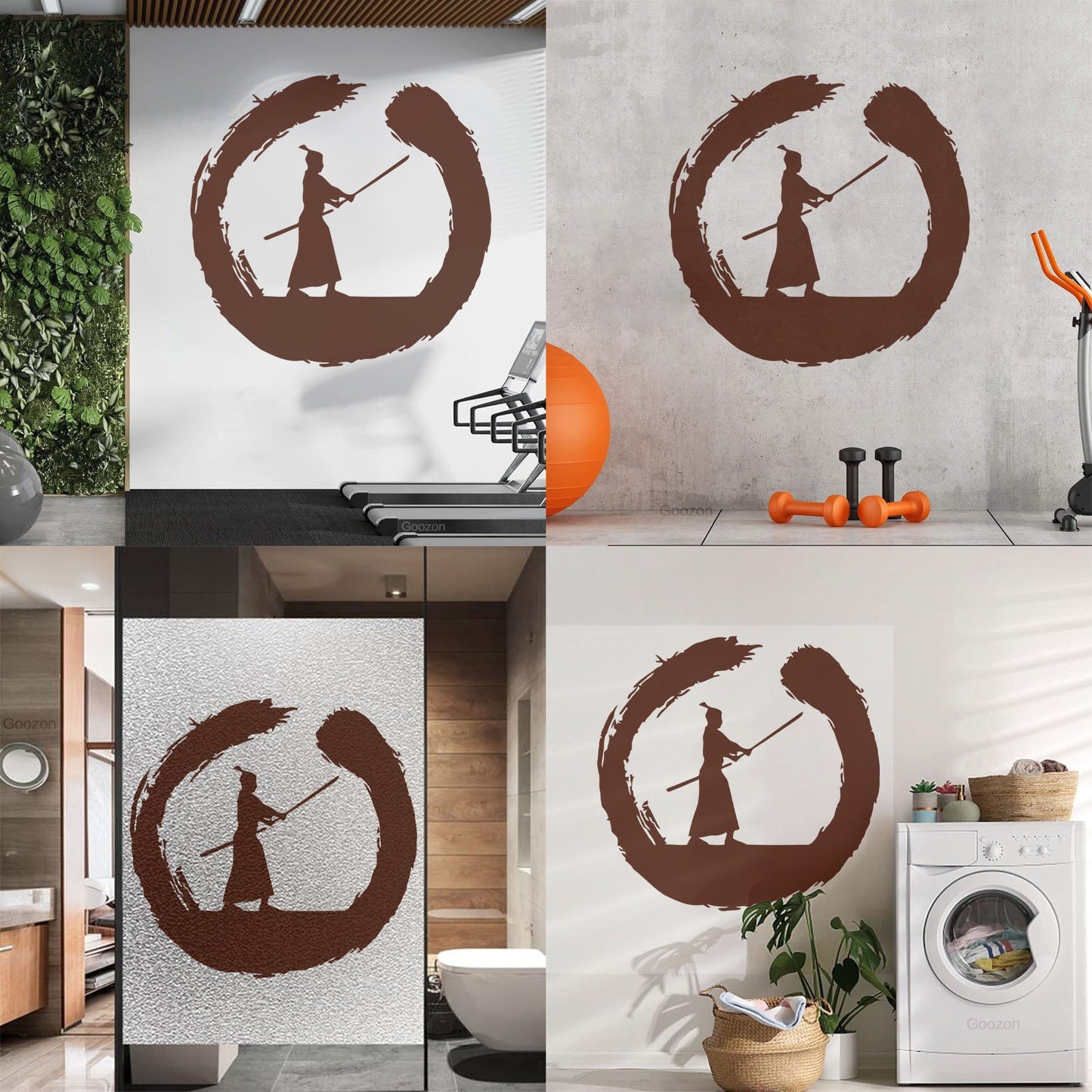 Japanese Samurai Warrior Circle Enso Zen Asian Wall Decals Paster Paper It Won'T Fall Off