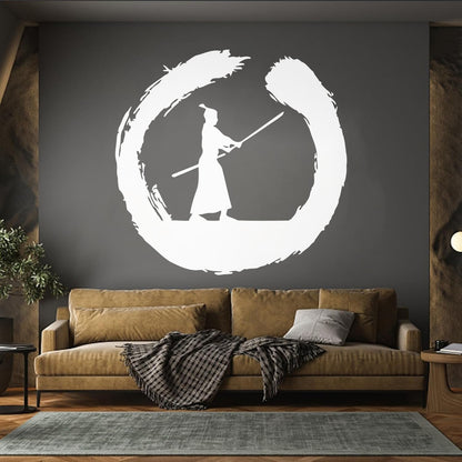 Japanese Samurai Warrior Circle Enso Zen Asian Wall Decals Paster Paper It Won'T Fall Off